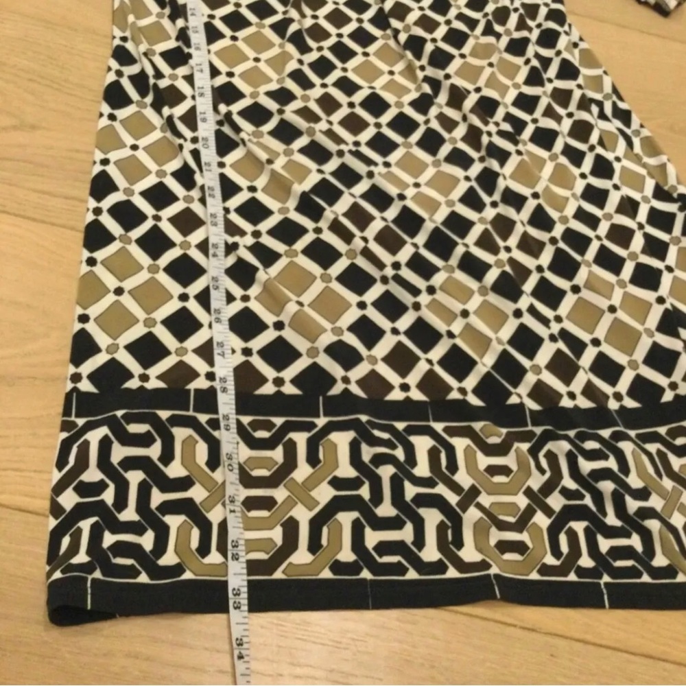Nine West Shift Dress Size 2 Black Ivory Brown Geometric Print - Picture 7 of 8